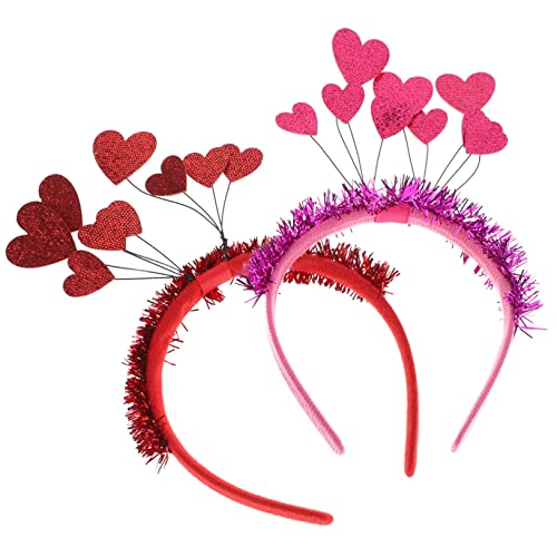 Homoyoyo 2 Stück Teiliges Herz Stirnband Flexibler Haarreif mit Festem Sitz Farbintensiv für Valentinstag Sichere Materialien Party und Hochzeitsaccessoire für Damen von Homoyoyo
