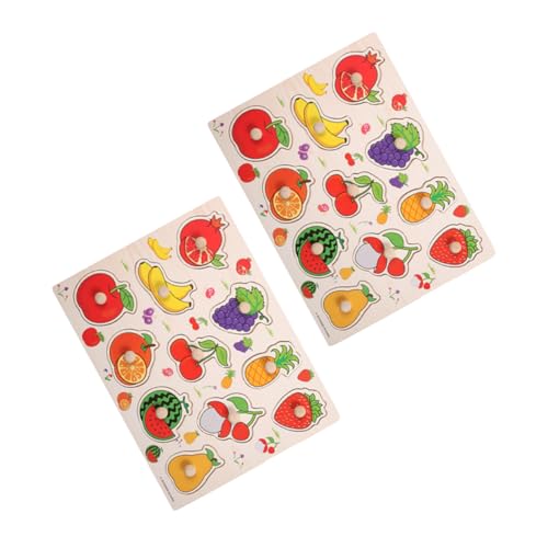 Homoyoyo 2 Stück Teiliges Montessori Holz Puzzle mit Gemüse und Obst Stabiles Steckspiel für Jungen Mädchen Pädagogisches Lernspielzeug Hand Augen Koordination und Sozialem Spiel von Homoyoyo