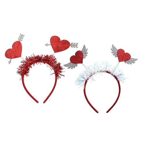 Homoyoyo 2 Stück Valentinstag Haarreif Damen Set Love Heart Haarreifen mit Zarten Herzmotiven Party Haar Accessoire für Frauen und Mädchen Komfortabel und Langlebig Kostüm Zubehör von Homoyoyo