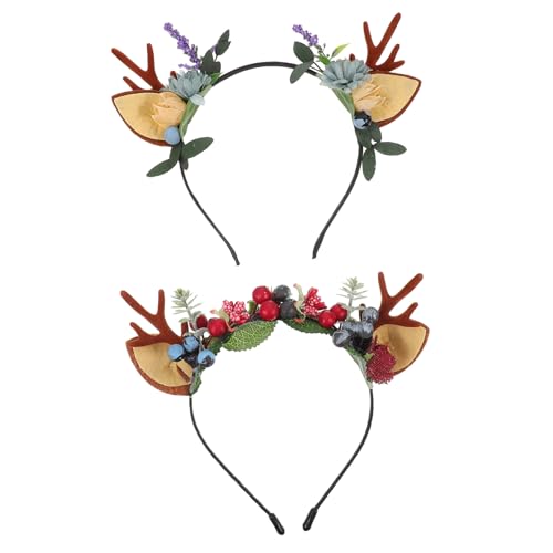 Homoyoyo 2 Stück Weihnachtlicher Rentier Geweih Haarreif Leichtes Langlebiges Party Haarband Komfortabel und Sicher für Mädchen Festliche Cosplay Kopfbedeckung Stilvoll für Weihnachtsfeiern von Homoyoyo
