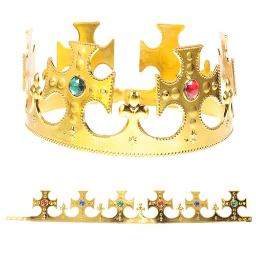 Homoyoyo 2 Stücke Halloween Party König Krone, Goldene Königskrone, Kunststoffbeschichtung Krone, Antike Kreuzkrone, Theater Halloween Prop, Geburtstag Party Favors Homoyoyo 2 Stücke Halloween Party König Krone, Goldene Königskrone, Kunststoffbeschichtung Krone, Antike Kreuzkrone, Theater Halloween Prop, Geburtstag Party Favors von Homoyoyo