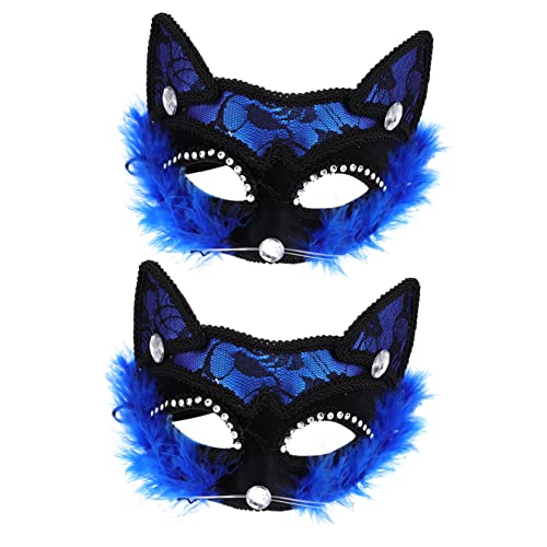 Homoyoyo 2 Stücke Venezianische Halloween Masken Für Damen – Katzen-Gesichtsmasken Für Maskerade Und Karneval Blau Homoyoyo 2 Stücke Venezianische Halloween Masken Für Damen – Katzen-Gesichtsmasken Für Maskerade Und Karneval Blau von Homoyoyo