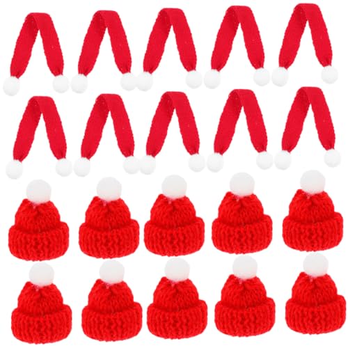 Homoyoyo 20 Stück Teiliges Strickmützen und Weihnachtsschals Rote Wollmützen und Schals Vielseitige Weihnachtsdeko für Flaschen und Festliche DIY Accessoires für Shower Geschenke von Homoyoyo