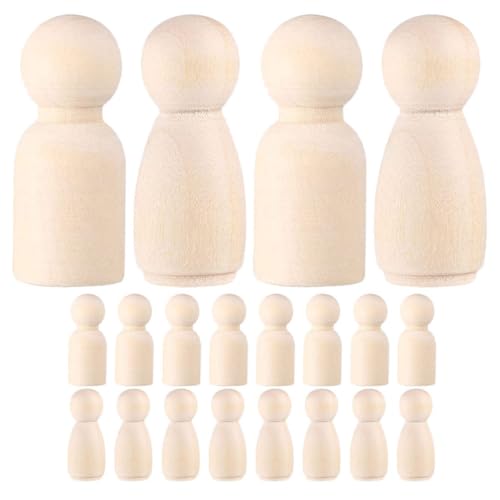 Homoyoyo 20-Teiliges DIY-Set Aus Holzstiftpuppen Unbehandelte Holzfiguren Bastelprojekte Für Kinder Leere Holzfiguren Zum Bemalen Von Künstlerbedarf von Homoyoyo