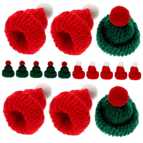 Homoyoyo 24 Stück Mini Weihnachtsstrickmützen Für Puppen – Gestrickte Mützen Mit Weißen Bommelbällen - Ideal Für Bastelprojekte Und Kreative Haarschmuckideen von Homoyoyo
