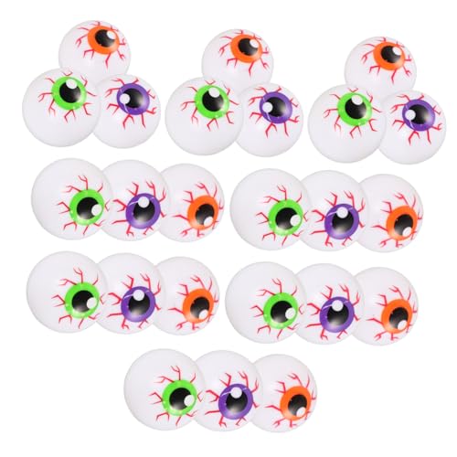 Homoyoyo 24 Stück Teiliges Halloween Augenbälle Bunte Leuchtende Hohle Plastik Augen mit Springende Deko für Cosplay Party Basteln Zombie Gruselige Halloween Requisiten von Homoyoyo