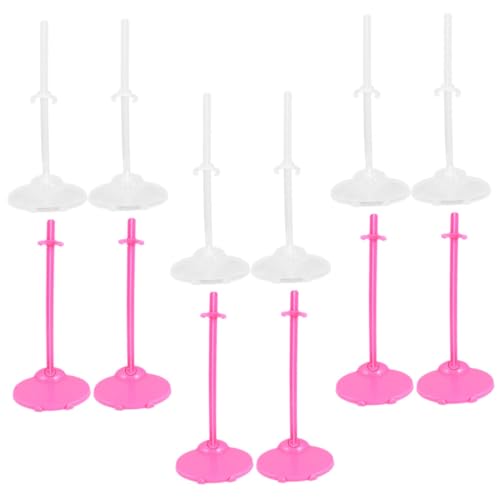 Homoyoyo 24 Stück Teiliges Puppenständer Transparent und Rosa Kleine Doll Display Ständer für Puppenhaus Leicht und Tragbar Stabiler Figurenhalter für Kinderzimmer und Spielzeugregal von Homoyoyo