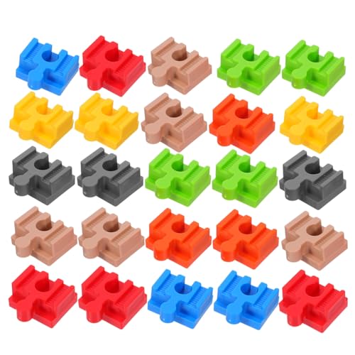 Homoyoyo 28 Stück Teiliges Holzschienen-verbinderset Bunt Langlebige Holz-Adapter für Holzeisenbahn Einfache Montage ohne Werkzeuge Fördert Kreativität und Eltern-Junge von Homoyoyo