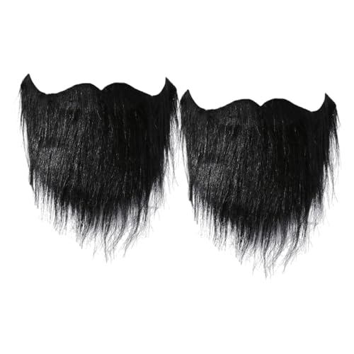 Homoyoyo 2Pcs EIN lustiger falscher Bart Kostüm Schnurrbart Partybart lustiger Kostümbart realistischer Schnurrbart Halloween-Bärte Kostüm Schnurrbärte für Erwachsene Plüschtuch Black von Homoyoyo