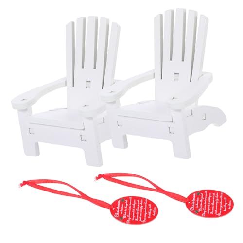 Homoyoyo 2Sätze Puppenhaus Strandstühle Holz mit Weihnachtsdekoration Vintage Liegechairs für Puppenhaus Zubehör Hochwertige Handarbeit für Festliche Szenen von Homoyoyo