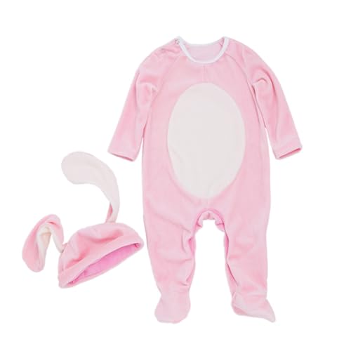Homoyoyo 2Stücke Hasenohr Kostümset Für Junge Mädchen Langarm Overall Mit Hasenohrmütze Rosa S Für Monate Einteiliges Kostüm Für Feiern Waschbar Langlebig von Homoyoyo