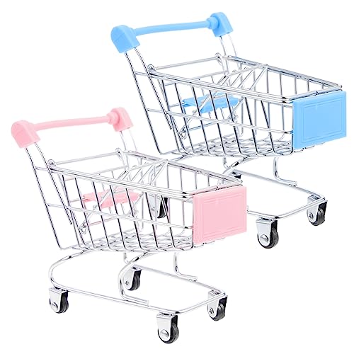 Homoyoyo 2er Set Mini Einkaufswagen Für – Trolley Aus Metall - Ideal Für Rollenspiele Und Kreatives Einkaufen - Perfektes Zubehör Für Kleine Käufer Und Sammler von Homoyoyo