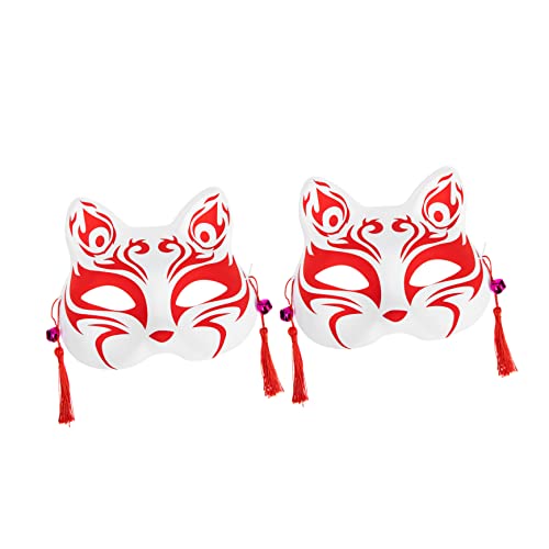 Homoyoyo 2st Fuchs Maske Japanische Fuchsmasken Halloween-party-masken Pelzige Tiermasken Lustige Tiermaske Halloween-katzenmasken Anime Cosplay Halbmasken Unheimlich Abschlussball Kind Pvc von Homoyoyo
