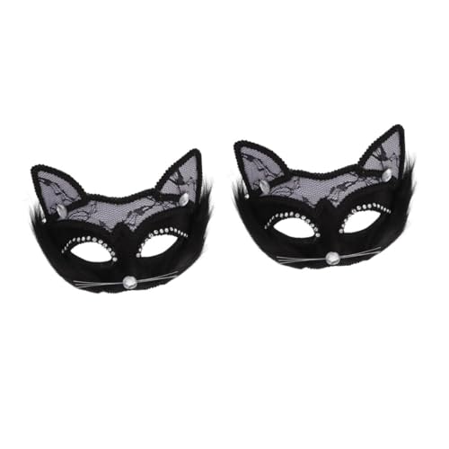 Homoyoyo 2stücke Katzen Gesicht Masquerade Masken Für Erwachsene Für Halloween Cosplay Und Tanzpartys Tiermasken Requisiten von Homoyoyo