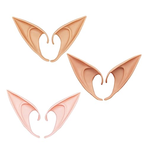 Homoyoyo 3 Paar Künstliche Elfenohren Dekoration Verschleißfeste Fake Ohren Dekorative Fake Ohren Cosplay Abnehmbare Fake Ohren Austauschbare Ohren Party Accessoire Deko Emulsion von Homoyoyo