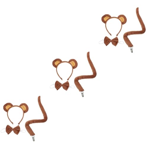 Homoyoyo 3 Sets Bärenohren Kopfschmuck Stirnband Schwanzohren Cosplay Kostüme Tierbärenkostüm Tierkostüm Requisiten Tierkostüm Zubehör Bärenkostüm Zubehör Plüsch von Homoyoyo