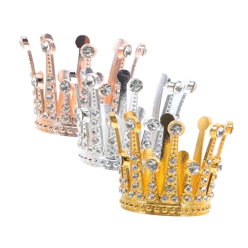 Homoyoyo 3 Stück Blumen und Mini-Kronen für Blumensträuße Hochzeits-Cupcake-Topper Prinz Kuchendekoration Kronenaufsatz für Kuchen Cake Toper Crown Strasssteine von Homoyoyo