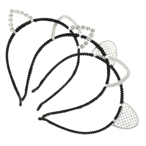 Homoyoyo 3 Stück Cat Ears Headband mit Funkelnden Strasssteinen Teiliges aus Langlebiger Legierung und Modisch und Elegant für Damen für Halloween Fasching und Partyzubehör von Homoyoyo