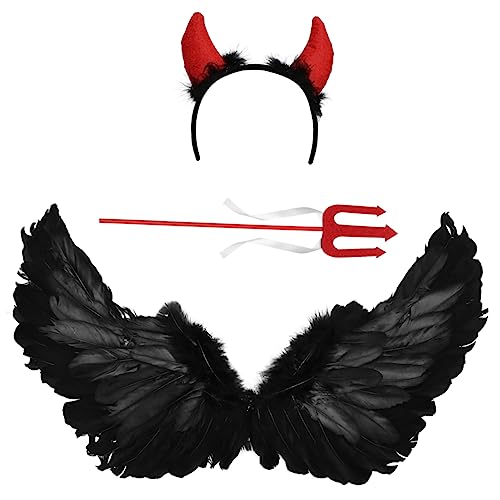 Homoyoyo 3 Stück Halloween-Show-Flügel halloween kopfschmuck halloween kopfbedeckung teufelsflügel Halloween-Requisite Schlag Party Teufel Zubehör Cosplay-Teufel-Accessoire Plastik Black von Homoyoyo