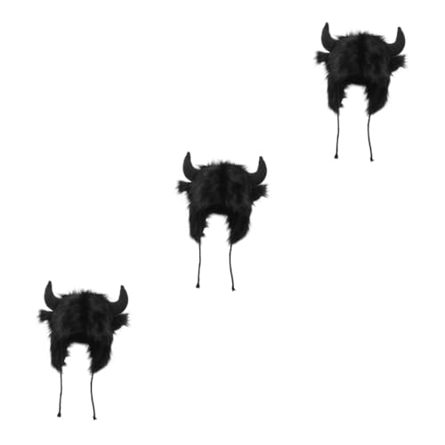 Homoyoyo 3 Stück Hornmütze für Erwachsene Kreative Beanie mit Einzigartigem Horn Design für Partys Halloween Cosplay Stilvolle Kopfbedeckung für Einen Auffälligen Look von Homoyoyo