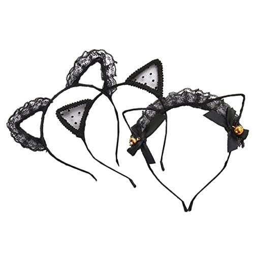 Homoyoyo 3 Stück Katzenohren Haarreif und Glocken Design für Kostümpartys Karneval und Cosplay Niedlicher Kopfschmuck für Damen von Homoyoyo