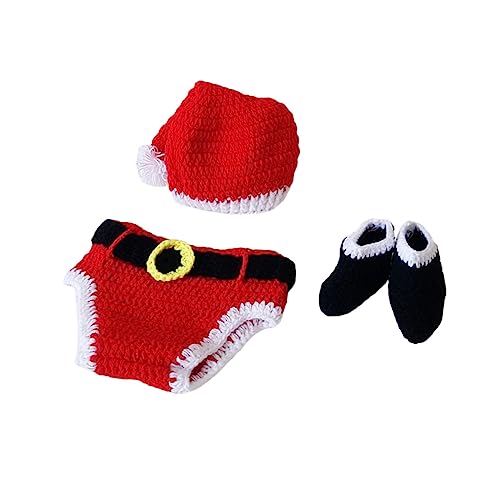 Homoyoyo 3 Stück Neugeborenes Foto-Outfit Requisiten Party gestrickt Haube Stütze Hüte santa hats weihnachtskleidung Neugeborenes Fotoshooting Neugeborenes Fotoshooting Outfits Mädchen von Homoyoyo
