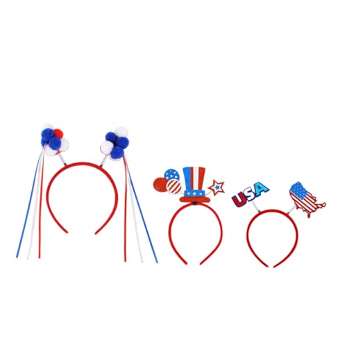 Homoyoyo 3 Stück Teiliges Independence Day Stirnband mit Amerikanischem Flaggen Design Patriotische Haarbänder Leuchtenden Farben Bequem und Vielseitig für Familienfeiern und Öffentliche von Homoyoyo