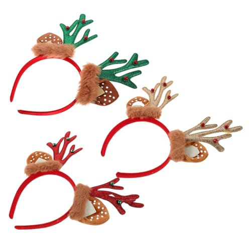 Homoyoyo 3 Stück Weihnachtliches Rentier Haarreif mit Weichem Plüsch Farbenfrohe Geweih-haarbänder in Rot Grün Gold für Damen und Leichtes Bequemes Weihnachtskostüm Zubehör für Party und Homoyoyo 3 Stück Weihnachtliches Rentier Haarreif mit Weichem Plüsch Farbenfrohe Geweih-haarbänder in Rot Grün Gold für Damen und Leichtes Bequemes Weihnachtskostüm Zubehör für Party und von Homoyoyo
