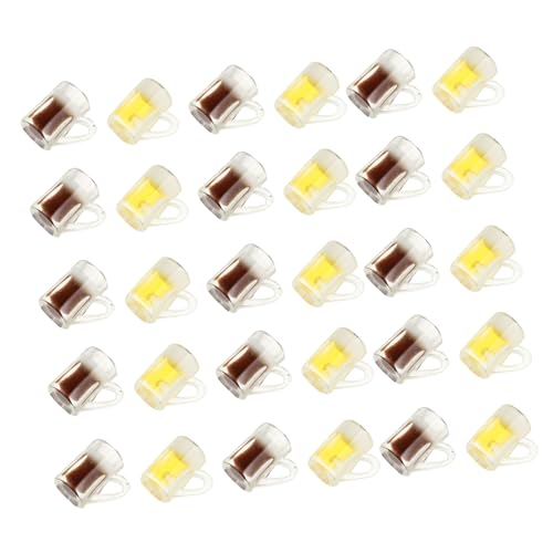 Homoyoyo 30 Stück Teiliges Miniatur Biermodell aus Resin Detailgetreue DIY Puppenhaus Dekoration Leichte Handgefertigte Biergläser in Gelb und Braun Kreative Bastelzubehör für Puppenmöbel von Homoyoyo