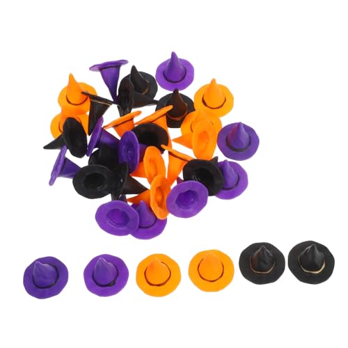 Homoyoyo 36 Stück Halloween-Dekorationshut hängende hexenhüte dekorationen Halloween -Hut Mini-Puppenhüte Miniaturhüte zum Basteln Zaubererhut Party-Deko-Hüte Bastelhüte für Puppen Plastik von Homoyoyo