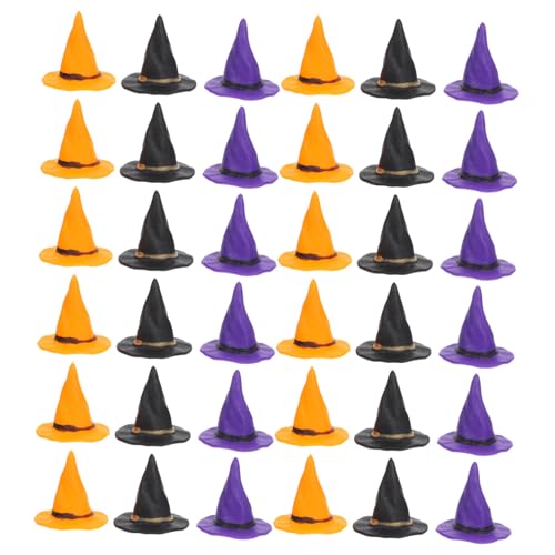 Homoyoyo 36 Stück Teiliges Kleine Hexenhüte aus Kunststoff Bunte Deko für Halloween DIY Bastelzubehör für Puppenhaus und Partydekoration von Homoyoyo