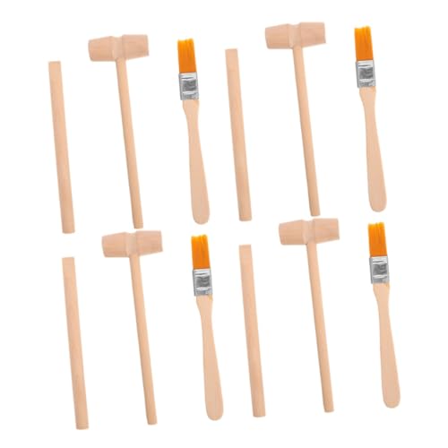 Homoyoyo 4 Sätze archäologische Ausgrabungswerkzeuge Kleinkindspielzeug Grabwerkzeugspielzeug für Kopfsteinpflaster -Digging -Werkzeug Mini-Hammermeißelbürste Grabset hölzern Beige von Homoyoyo