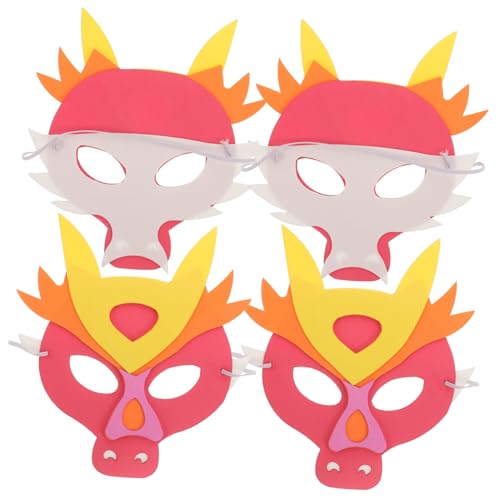 Homoyoyo 4 Stck. Kindermaske zum Jahr des Drachen kindermasken fasching Drachenmaske Schlafmaske Hundemaske Bausatz Drachenmaske für Maskerade Tiermaske für Cosplay Eva rot von Homoyoyo