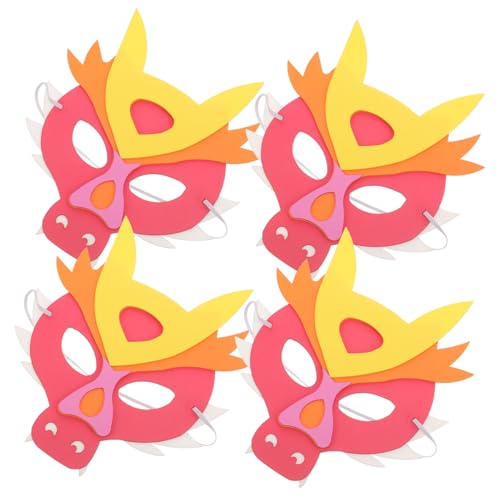 Homoyoyo 4 Stück Kindermaske Zum Jahr Des Drachen Masken Tiermaske Mit Halbem Gesicht Drache Für Bausatz Maske Für Frauen Zubehör Schlafmaske Drachenkostüm Eva Rot von Homoyoyo