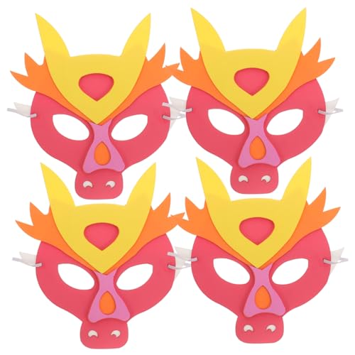 Homoyoyo 4 Stück Kindermaske zum Jahr des Drachen Drachenkostüm Drache für kindermasken fasching Drachenmaske Tiermaske für Cosplay Drachenmaske für Cosplay Eva rot von Homoyoyo