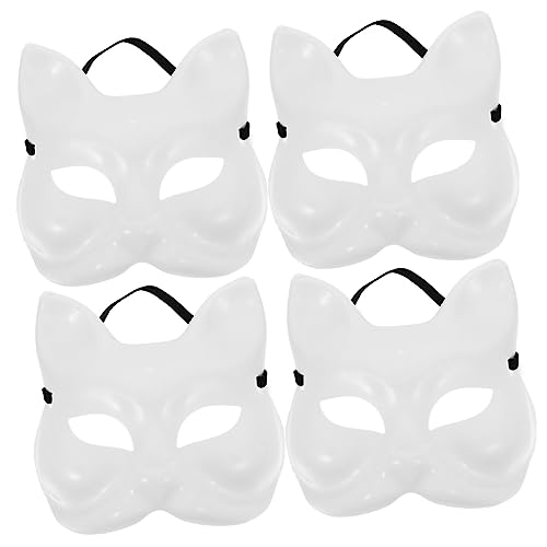 Homoyoyo 4 Stück Maske Schmücken Cay Netz Bemalbare Katze Band Heimwerken Realistische Gesichtsbehandlung Maskierung Dekorationen Fuchs Make-up Leer Diy Halloweenkostüm Bausatz Plastik Weiß von Homoyoyo