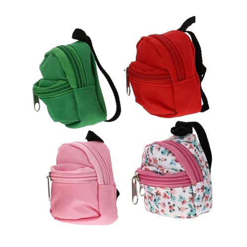 Homoyoyo 4 Stück Mini Rucksack für Puppen Teiliges Puppenzubehör Umweltfreundliches Material für Miniaturlandschaften und DIY Dekoration und Blumenmuster von Homoyoyo