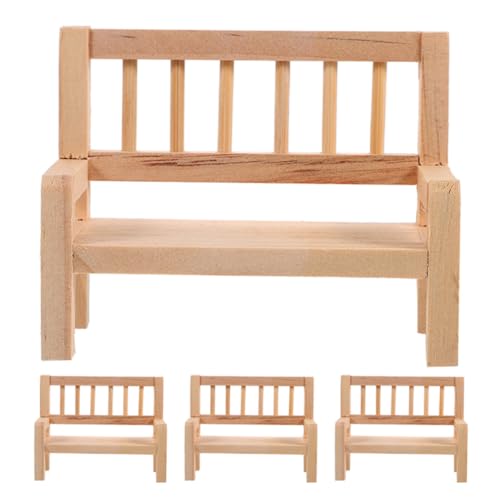 4-teiliges Miniatur-gartenbank-Set Für Puppenhäuser Miniaturmöbel Für Die Puppenhausdekoration Realistische Holzbank Präzise Verarbeitung von Homoyoyo