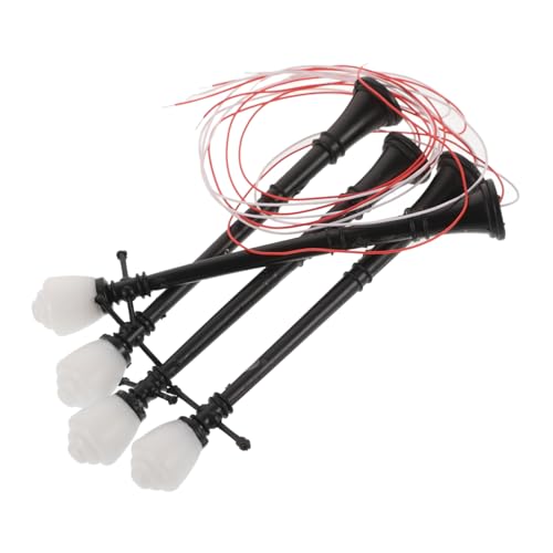 Homoyoyo 4 Stück Miniatur Straßenlaternen Abs Material Doppelköpfig LED mikro straßenlicht für Puppenhaus Garten Landschaftsdeko Einfache Montage Wetterfest Langlebig von Homoyoyo