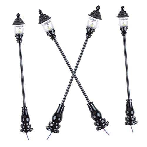Homoyoyo 4 Stück Sandtabellenmodellzubehör Miniatur Lampenmodell Mini-straßenlaterne Zum Selbermachen Mini-gartenlampe Mini-lampenstatue Puppenhauslampe Black Edelstahl Plus Abs von Homoyoyo