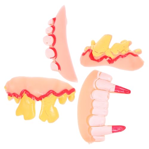 Homoyoyo 4 Stück Teiliges Fake Teeth Halloween Kostümzähne Lustige Gruselige Verkleidung für Horror Party Cosplay und Scherzartikel Realistische Fake Zähne für Halloween Dekoration und von Homoyoyo