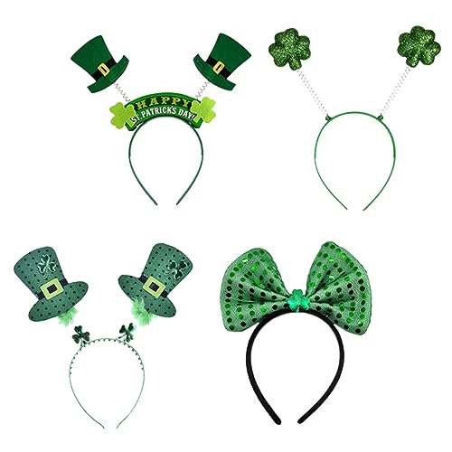 Homoyoyo 4 Stück Teiliges Kleeblatt Party Haarband für Patricks Day Komfortable Sichere Materialien Festlicher Kopfschmuck für Karneval Jga Kostüm und Partyaccessoires von Homoyoyo