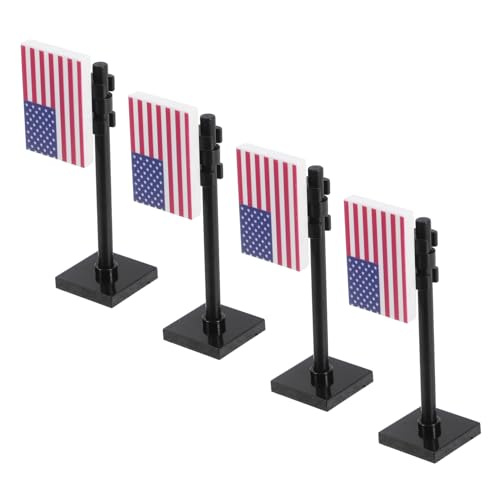 Homoyoyo 4 Stück Teiliges Set Amerikanische Flaggen mit Stab Independence Day Bausteine Mini Soldaten Spielset für Kreative Bauzubehör Fördert Rollenspiel und Lernspaß von Homoyoyo
