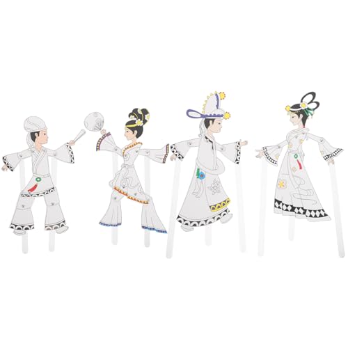 Homoyoyo 4 Stück Teiliges Shadow Puppet Kit DIY Chinesisches Schattenspiel mit Traditionellen Handbemalten Figuren Bastelset für Fördert Feinmotorik und Kulturelles Lernen von Homoyoyo