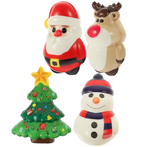 Homoyoyo 4 Stück Teiliges Weihnachts Langsames Rückprall-Squishy Elastisches Pu-Material Lustige Hand-Sensory-Toys Robust und Langlebig als Weihnachtsdeko und Partygeschenk von Homoyoyo