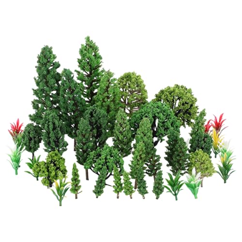 Homoyoyo 40 Stück Teiliges Miniatur Baum Modell aus Robustem Kunststoff Vielfältige Kleine Bäume für DIY Diorama Puppenhaus und Mini Szene Platzsparend und Realistisch von Homoyoyo