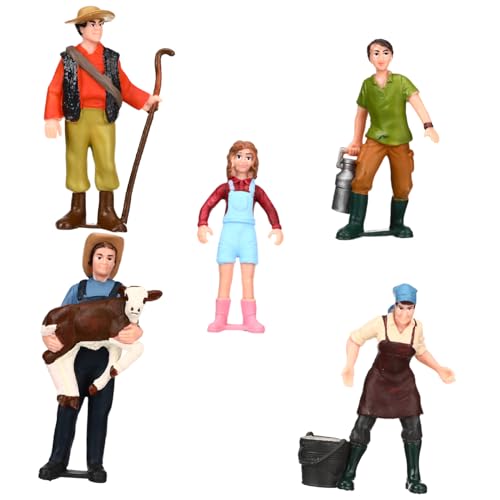Homoyoyo 5 Stück Bauernhof Charakter Modellfiguren Mini Bauernhof Figuren Kleine Bauernhoffiguren Bauernhof Miniaturfiguren Baufiguren Modellminiaturen Mini Bauernhoffiguren von Homoyoyo
