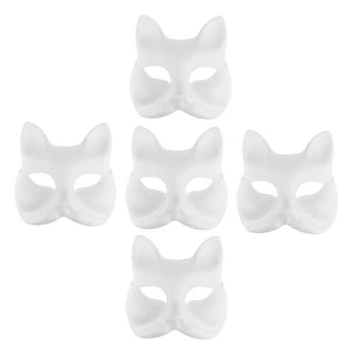 Homoyoyo 5 Stück Handbemalte Maske Masken Maske Halloween Fuchs Gesicht Maskerade Halloween-maske Halloween-maskenstütze Maskerade Masken Weiße Maskerademaske Maskerademaske Weiß Papier von Homoyoyo