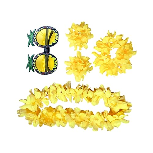 Homoyoyo 5stücke Teiliges Hawaii Kostümset Mit Blumenkranz Armband Und Einzigartigen Ananasbrillen Für Partys Und Festivals Lustige Fotorequisiten Und Dekoration Für Unvergessliche von Homoyoyo