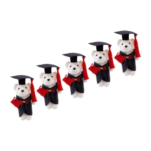 Homoyoyo 5 Stück Mini Graduation Bären Kuscheltiere mit Süßer Cartoon Weiche Stoffbären für Abschlussfeier Dekoration Vielseitig als oder Blumenstrauß Zubehör Geeignet von Homoyoyo